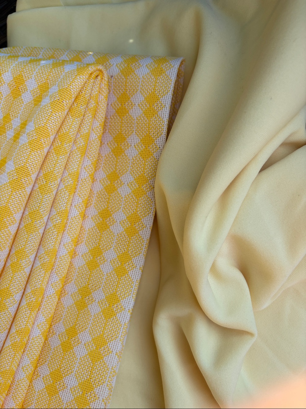 Fabric, 2 Pieces, Yellow Knit Fabrics